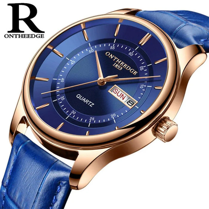 Orologio da uomo con quadrante in oro rosa di alta qualità Orologi impermeabili in pelle Business Fashion Movimento al quarzo giapponese Data Orologio maschile reloj