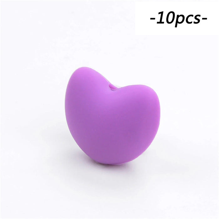LOFCA Perline in Silicone a Forma di Cuore 10 pz Fascino Massaggiagengive Dentizione del Bambino Gioielli Allattamento Bambino Igiene Orale Per Collana Porta Ciuccio