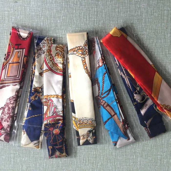 Nuova seta piccola donna moda sciarpa borse per capelli maniglia decorazione cravatta multifunzione nastro a mano sciarpa 4 * 100 cm M30