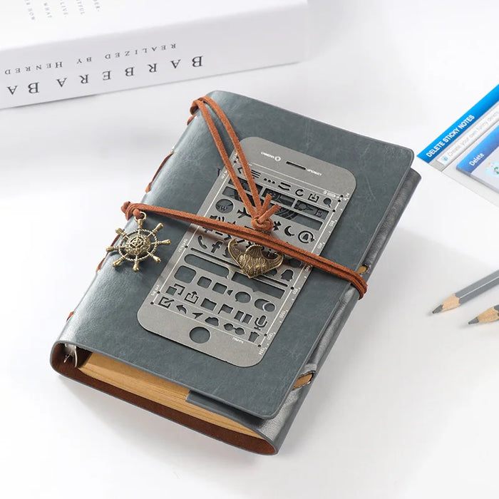 Righello cavo multifunzionale in acciaio inossidabile gatto Figura geometrica disegno stencil modelli righello in metallo Modello di diario strumento fai da te