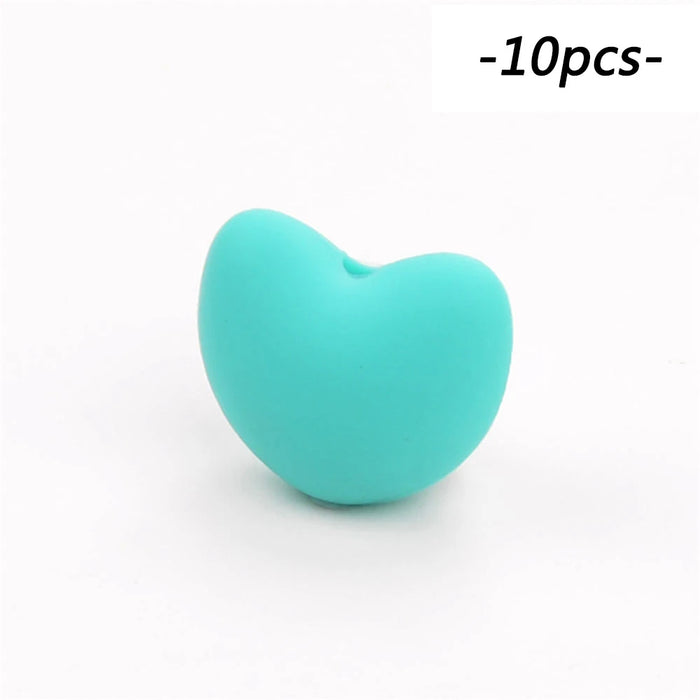 LOFCA Perline in Silicone a Forma di Cuore 10 pz Fascino Massaggiagengive Dentizione del Bambino Gioielli Allattamento Bambino Igiene Orale Per Collana Porta Ciuccio