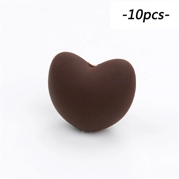 LOFCA Perline in Silicone a Forma di Cuore 10 pz Fascino Massaggiagengive Dentizione del Bambino Gioielli Allattamento Bambino Igiene Orale Per Collana Porta Ciuccio