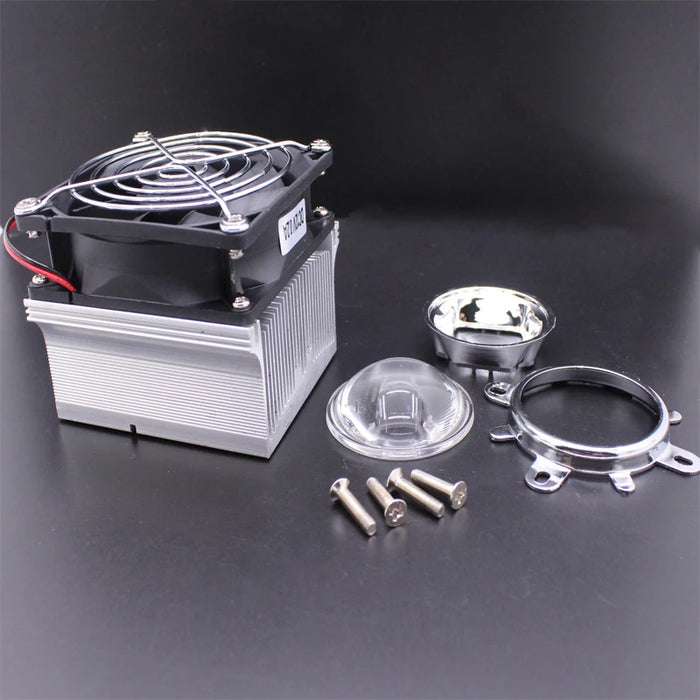Ventola di raffreddamento del dissipatore di calore in alluminio LED da 100 W + obiettivo da 60 gradi 90 gradi 120 gradi 44 mm + staffa riflettente