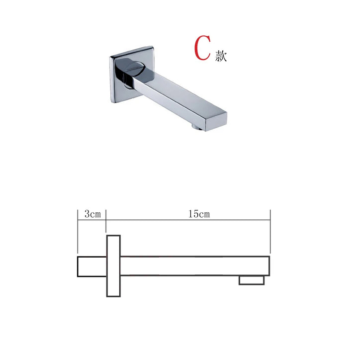 BECOLA Beccuccio per rubinetto a parete Beccucci quadrati e rotondi in ottone cromato/nero Accessori per rubinetti per doccia a cascata