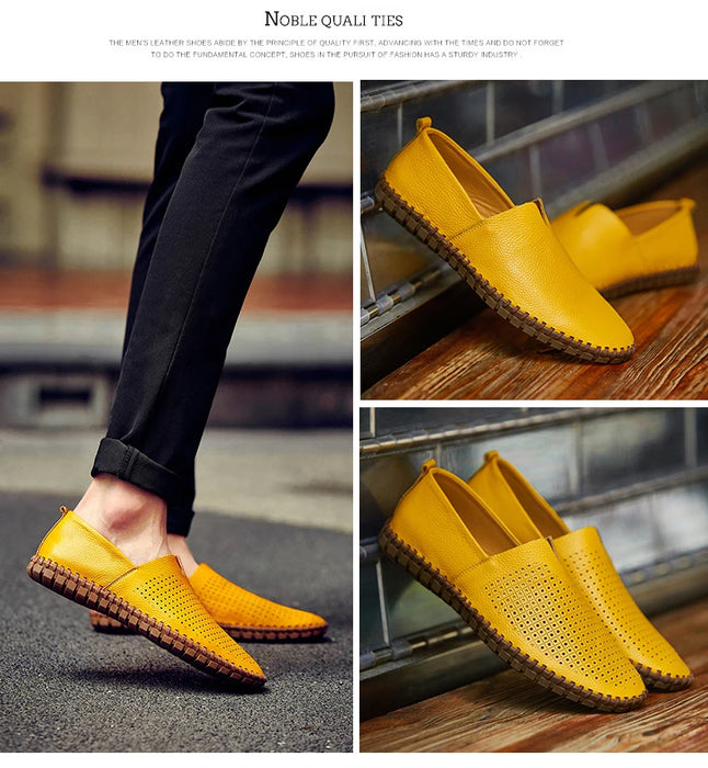 MIXIDELAI Mocassini da uomo in vera pelle di mucca Mocassini fatti a mano in morbida pelle blu Slip On Scarpe da barca da uomo PLUS TAGLIA 38 ~ 47
