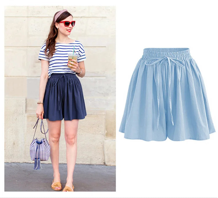 Pantaloncini estivi a gamba larga pantaloni Casual da donna a vita alta larghi M-6XL