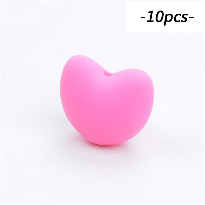 LOFCA Perline in Silicone a Forma di Cuore 10 pz Fascino Massaggiagengive Dentizione del Bambino Gioielli Allattamento Bambino Igiene Orale Per Collana Porta Ciuccio