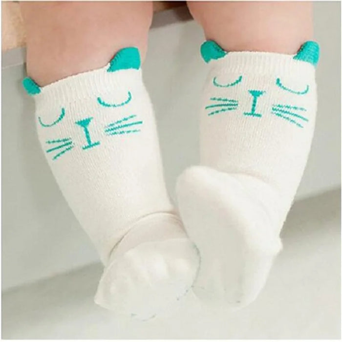 1 paio Unisex Lovely Cute Cartoon Fox Kids baby Socks Knee Girl Boy Baby Toddler Socks animal infant Soft Cotton Socks Leg Warm