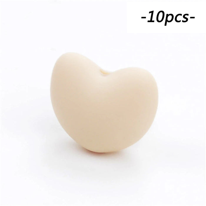 LOFCA Perline in Silicone a Forma di Cuore 10 pz Fascino Massaggiagengive Dentizione del Bambino Gioielli Allattamento Bambino Igiene Orale Per Collana Porta Ciuccio
