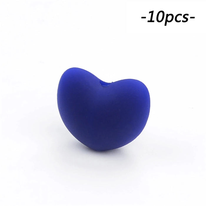 LOFCA Perline in Silicone a Forma di Cuore 10 pz Fascino Massaggiagengive Dentizione del Bambino Gioielli Allattamento Bambino Igiene Orale Per Collana Porta Ciuccio