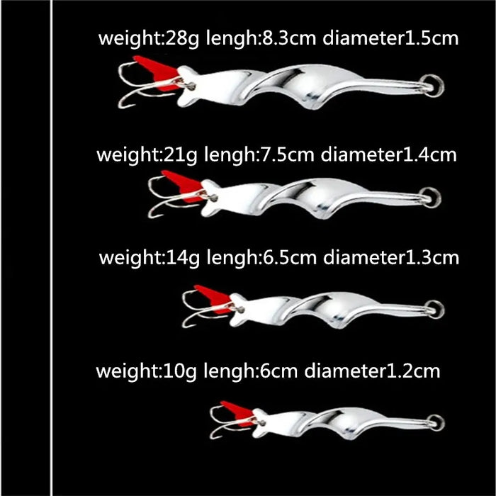 1 pz 10g 14g 21g 28g rotante metallo Spinner cucchiaio richiamo di Pesca esche rigide per trota luccio Pesca Peche Treble Hook Tackle