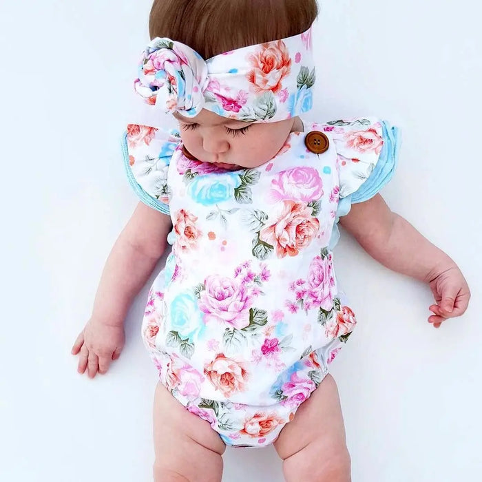 Citgeett 2 pz/set Sveglio di Estate Infantile Del Bambino Delle Ragazze Floreale Senza Maniche Pagliaccetto + Fascia Per Capelli di Estate Prendisole Vestiti Outfit Set SS