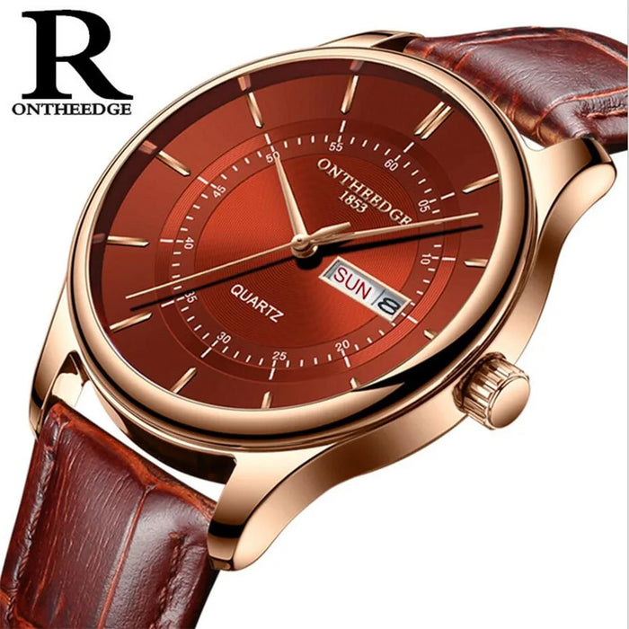 Orologio da uomo con quadrante in oro rosa di alta qualità Orologi impermeabili in pelle Business Fashion Movimento al quarzo giapponese Data Orologio maschile reloj