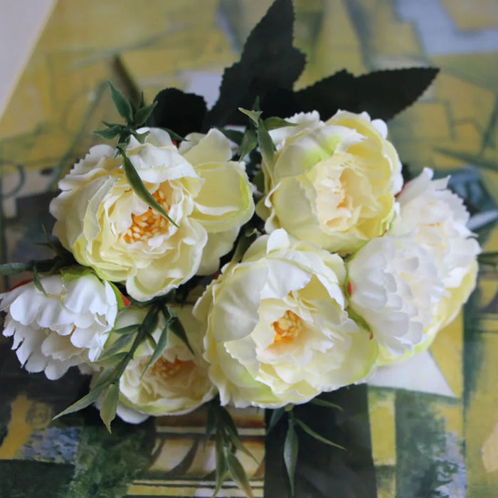 Shabby chic Bouquet Europeo Bella Sposa Matrimonio Piccoli fiori di seta peonia Mini fiori finti economici per la decorazione domestica al coperto