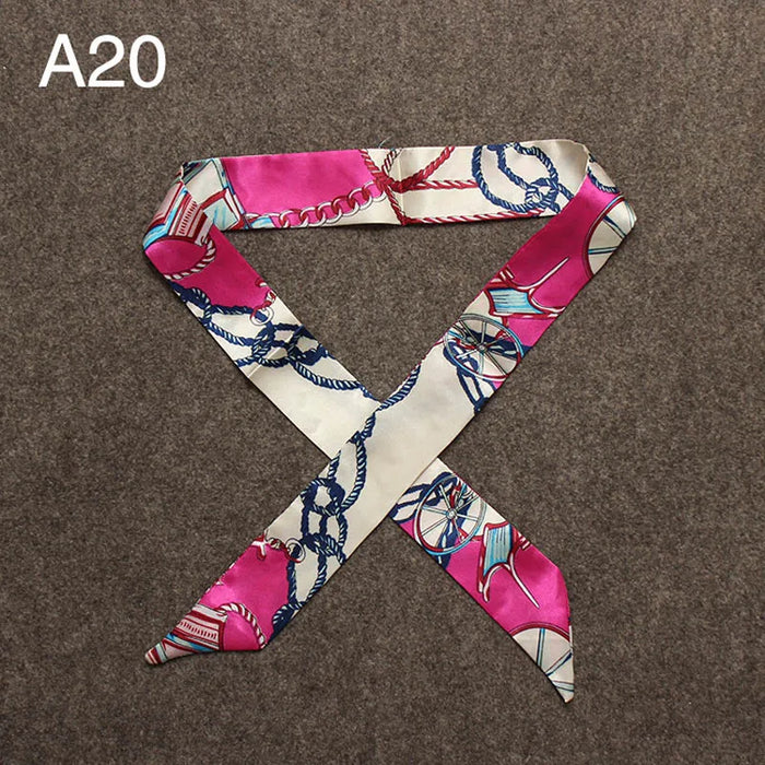 Nuova seta piccola donna moda sciarpa borse per capelli maniglia decorazione cravatta multifunzione nastro a mano sciarpa 4 * 100 cm M30