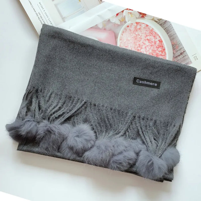 200*70 cm Donna Tinta unita Morbido Hairball Sciarpa Oversize Cashmere Scialle da donna Avvolgere Inverno Pashmina Hijab femminile Fascia Silenziatore