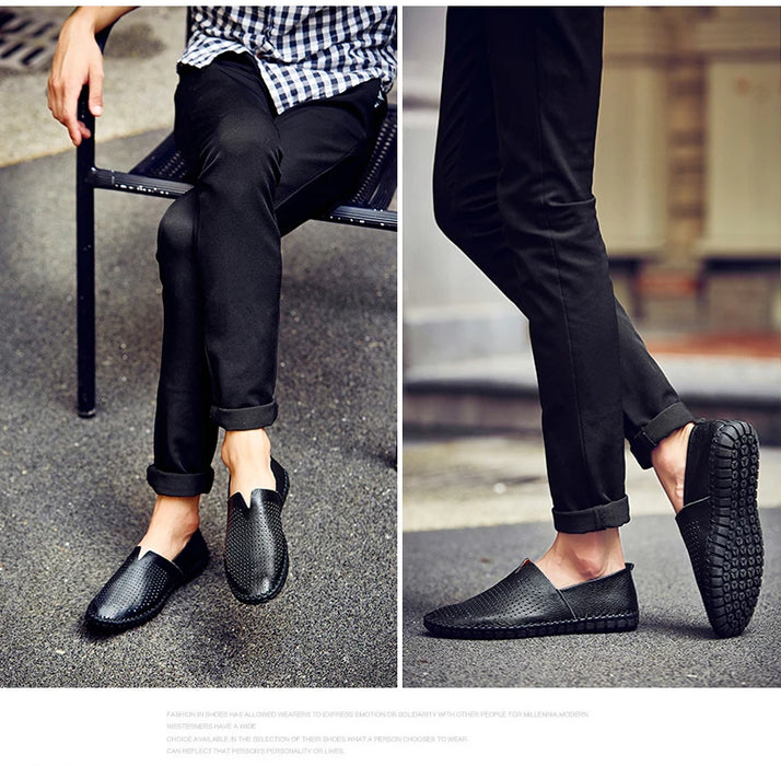 MIXIDELAI Mocassini da uomo in vera pelle di mucca Mocassini fatti a mano in morbida pelle blu Slip On Scarpe da barca da uomo PLUS TAGLIA 38 ~ 47