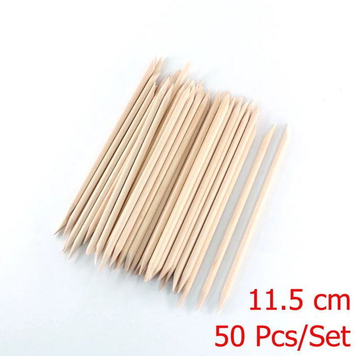 4 diverse dimensioni Bastoncini di legno arancione per spingipelle Strumento per rimuovere le cuticole Forchette per unghie Strumenti per manicure 10/30/50/100 Pz/set