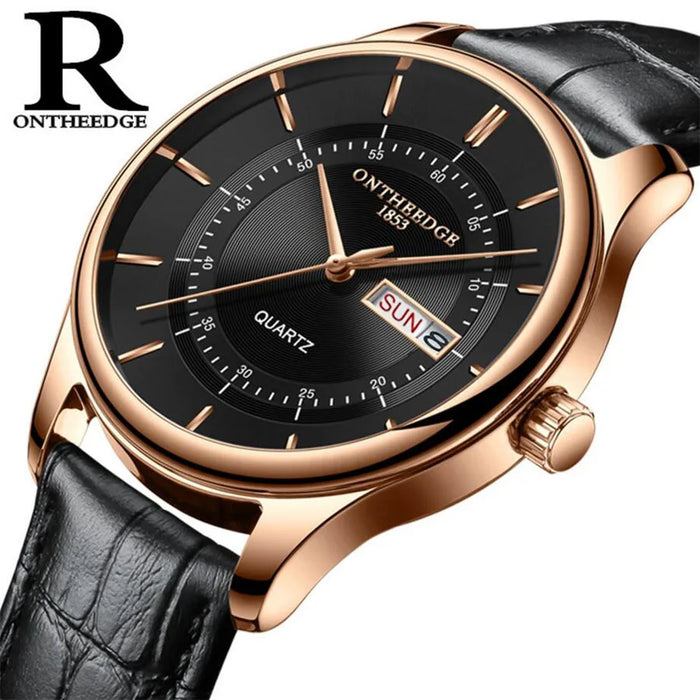 Orologio da uomo con quadrante in oro rosa di alta qualità Orologi impermeabili in pelle Business Fashion Movimento al quarzo giapponese Data Orologio maschile reloj