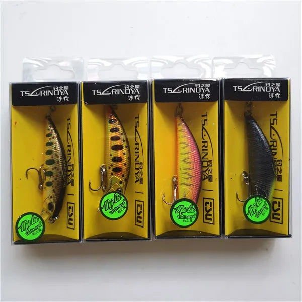 Tsurinoya 4PC 50mm 5g Affondamento Minnow Esca Artificiale per la Pesca Alla Trota Spigola Wobbler Laser Duro Lungo Cast Richiamo di Pesca DW63