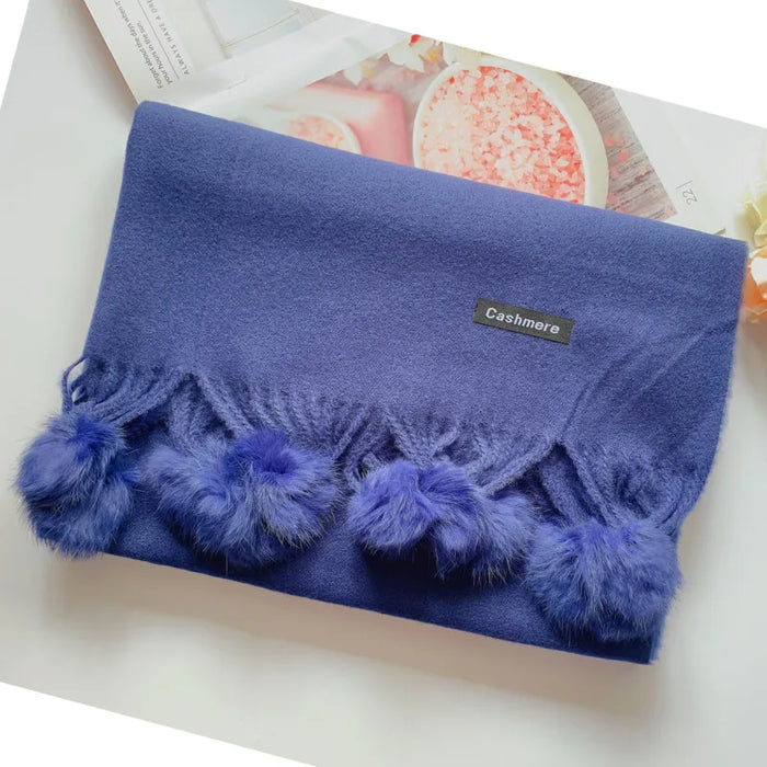 200*70 cm Donna Tinta unita Morbido Hairball Sciarpa Oversize Cashmere Scialle da donna Avvolgere Inverno Pashmina Hijab femminile Fascia Silenziatore