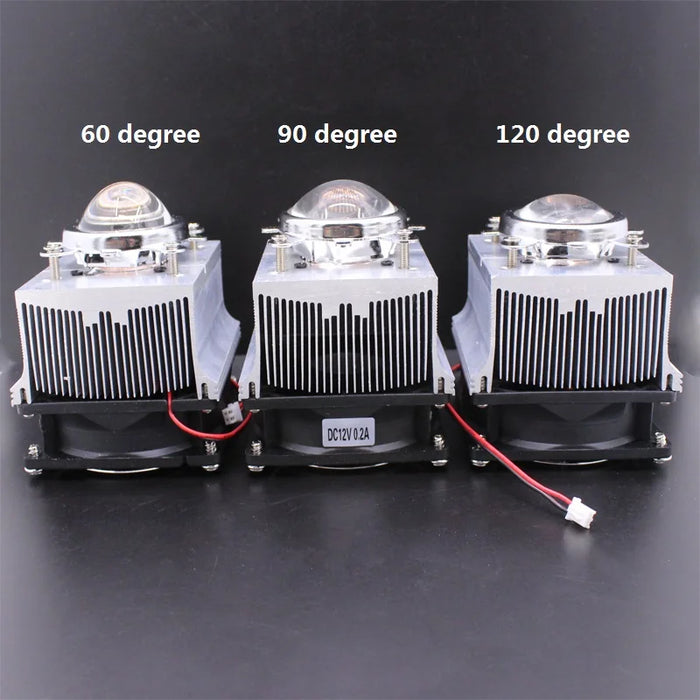 Ventola di raffreddamento del dissipatore di calore in alluminio LED da 100 W + obiettivo da 60 gradi 90 gradi 120 gradi 44 mm + staffa riflettente