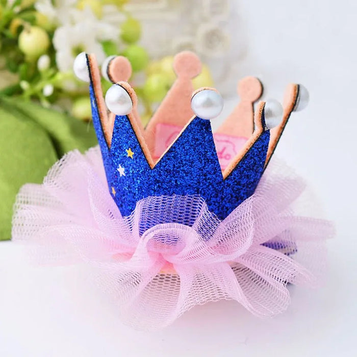 NUOVA Sveglia Bella Delle Ragazze Corona Clip di Capelli Della Principessa Del Merletto Della Perla Lucido star Fascia Delle Forcelle Dei Capelli Della Fascia Copricapi Accessori