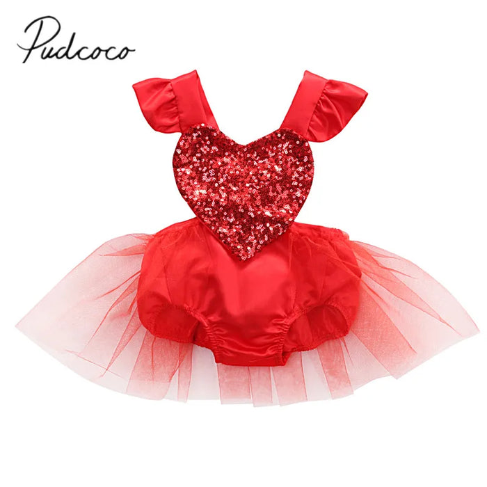 2020 Brand New Princess Summer Toddler neonate 0-3Y pagliaccetto manica corta petalo paillettes Solid Backless Belt Lace pagliaccetto Dress