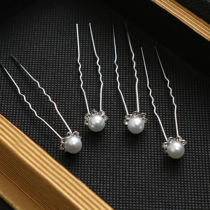 10 Pz/lotto copricapo Da Sposa u-a forma di perno di perla tempestato di diamanti zircone del fiore femminile dei capelli piastra forcella capelli accessori per capelli tornante