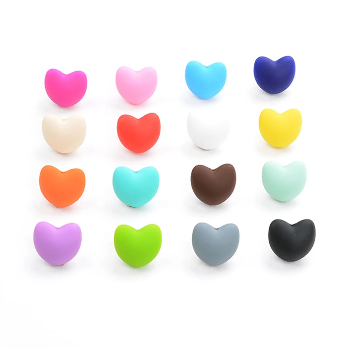 LOFCA Perline in Silicone a Forma di Cuore 10 pz Fascino Massaggiagengive Dentizione del Bambino Gioielli Allattamento Bambino Igiene Orale Per Collana Porta Ciuccio