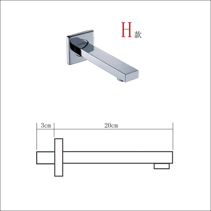 BECOLA Beccuccio per rubinetto a parete Beccucci quadrati e rotondi in ottone cromato/nero Accessori per rubinetti per doccia a cascata