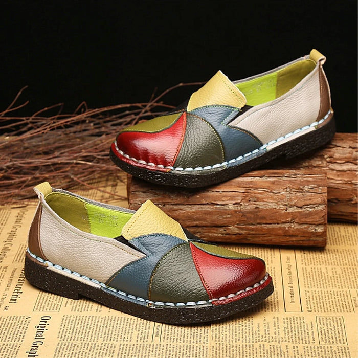 WOIZGIC Donna Donna Donna Madre Scarpe Appartamenti Mocassini in vera pelle Mocassini Misti colorati antiscivolo Taglie forti 42