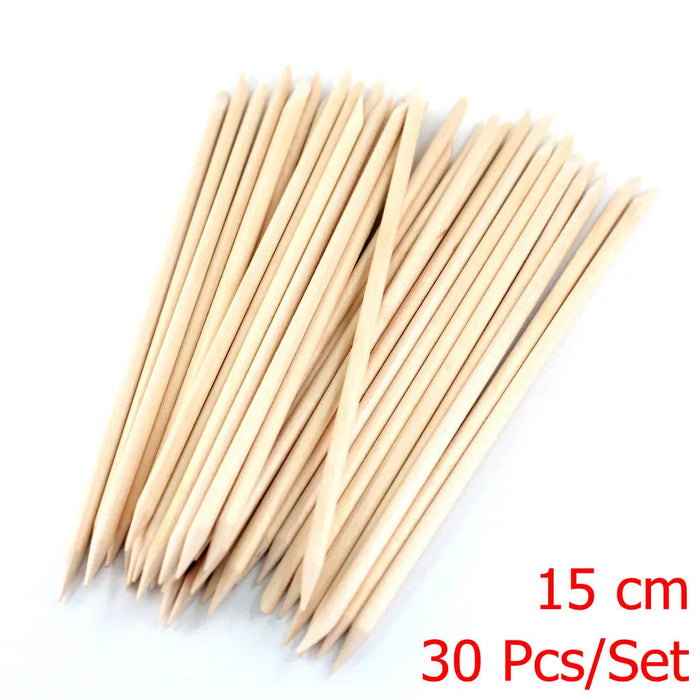 4 diverse dimensioni Bastoncini di legno arancione per spingipelle Strumento per rimuovere le cuticole Forchette per unghie Strumenti per manicure 10/30/50/100 Pz/set