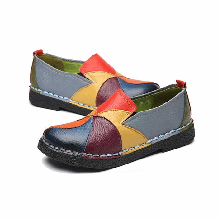 WOIZGIC Donna Donna Donna Madre Scarpe Appartamenti Mocassini in vera pelle Mocassini Misti colorati antiscivolo Taglie forti 42
