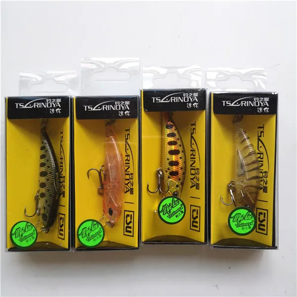 Tsurinoya 4PC 50mm 5g Affondamento Minnow Esca Artificiale per la Pesca Alla Trota Spigola Wobbler Laser Duro Lungo Cast Richiamo di Pesca DW63