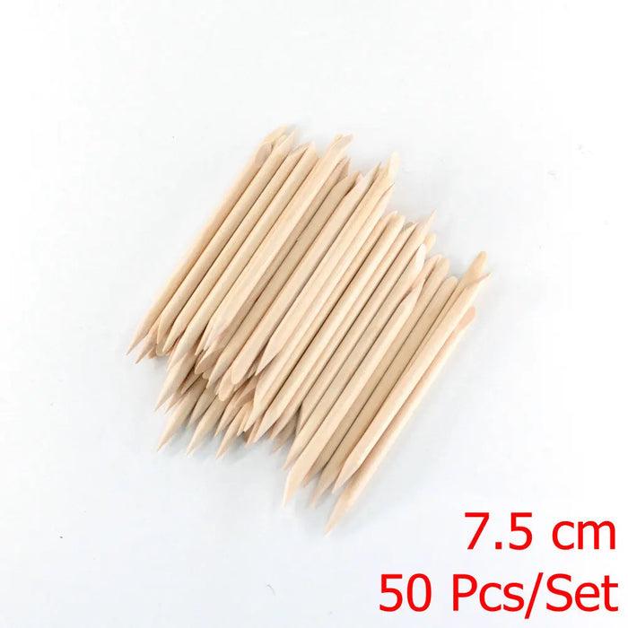 4 diverse dimensioni Bastoncini di legno arancione per spingipelle Strumento per rimuovere le cuticole Forchette per unghie Strumenti per manicure 10/30/50/100 Pz/set