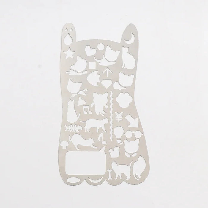 Righello cavo multifunzionale in acciaio inossidabile gatto Figura geometrica disegno stencil modelli righello in metallo Modello di diario strumento fai da te