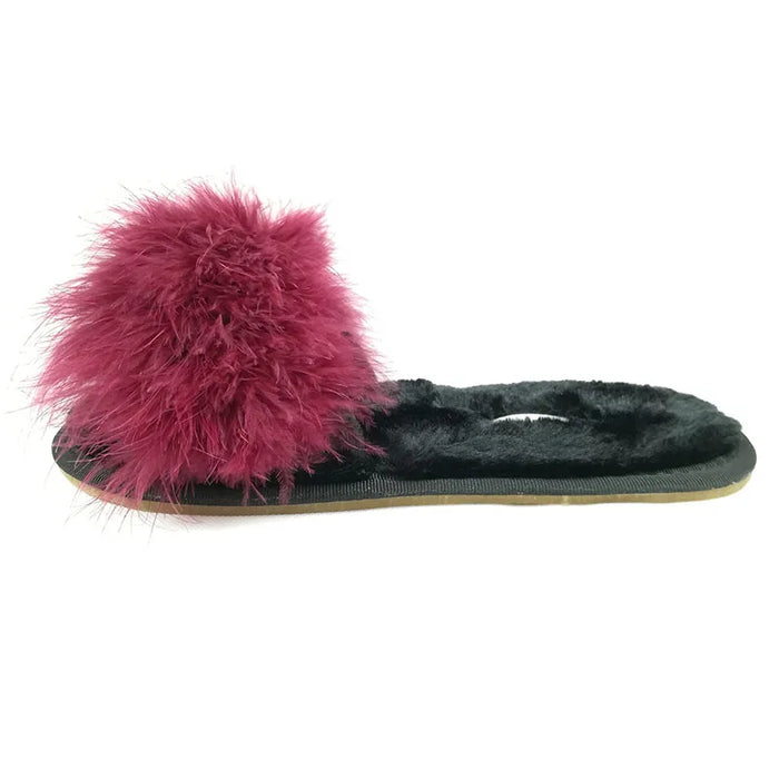FAYUEKEY Primavera Estate Inverno Casa Cotone Soffici pantofole in pelliccia di peluche Scarpe basse da donna per camera da letto da pavimento