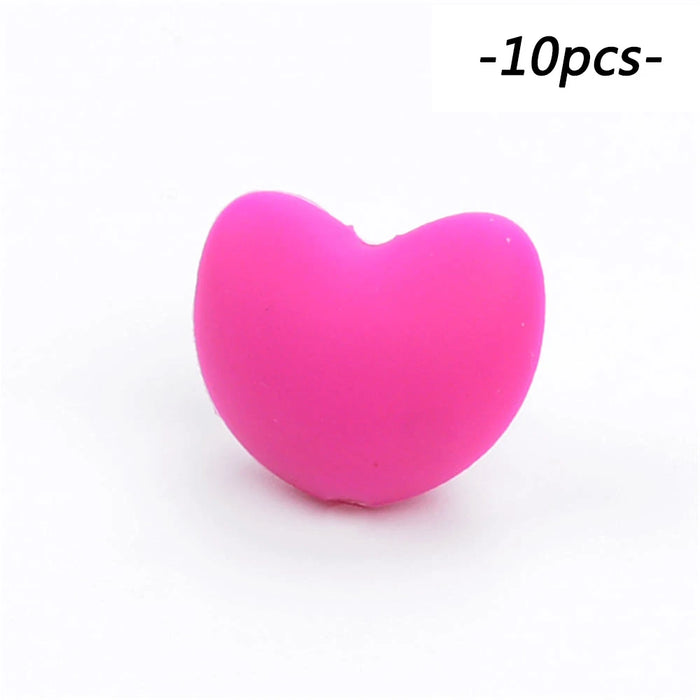 LOFCA Perline in Silicone a Forma di Cuore 10 pz Fascino Massaggiagengive Dentizione del Bambino Gioielli Allattamento Bambino Igiene Orale Per Collana Porta Ciuccio