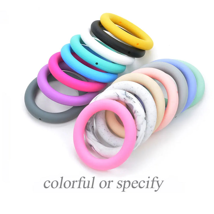 LOFCA Anello per dentizione 65mm Perline in silicone 3 pezzi Collana per massaggiagengive con ciondolo per bambini Ciuccio che fa gioielli in silicone alimentare senza BPA