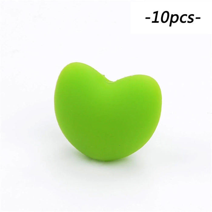 LOFCA Perline in Silicone a Forma di Cuore 10 pz Fascino Massaggiagengive Dentizione del Bambino Gioielli Allattamento Bambino Igiene Orale Per Collana Porta Ciuccio