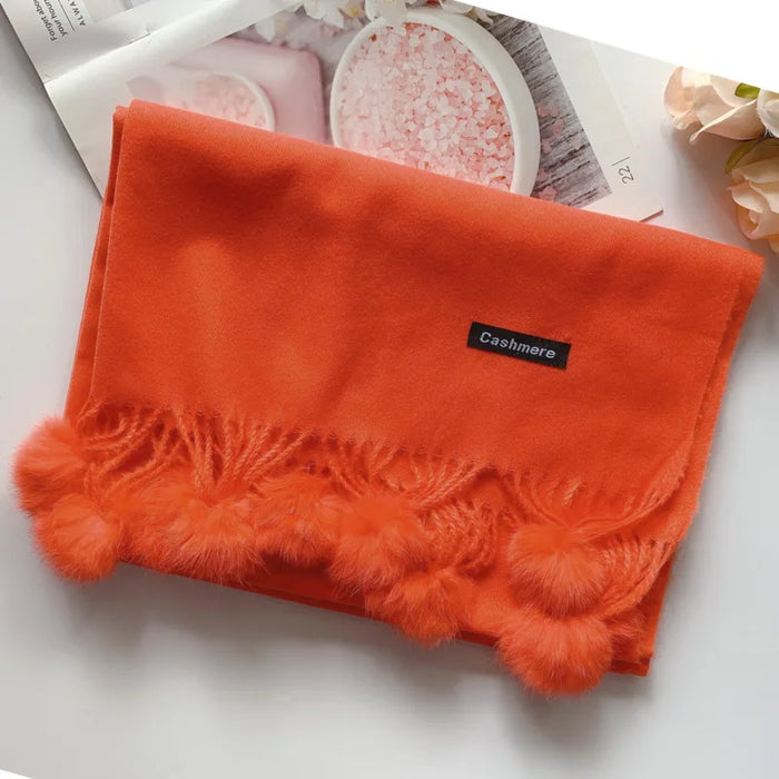 200*70 cm Donna Tinta unita Morbido Hairball Sciarpa Oversize Cashmere Scialle da donna Avvolgere Inverno Pashmina Hijab femminile Fascia Silenziatore