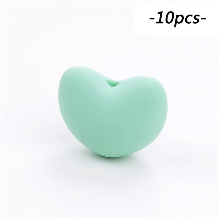 LOFCA Perline in Silicone a Forma di Cuore 10 pz Fascino Massaggiagengive Dentizione del Bambino Gioielli Allattamento Bambino Igiene Orale Per Collana Porta Ciuccio