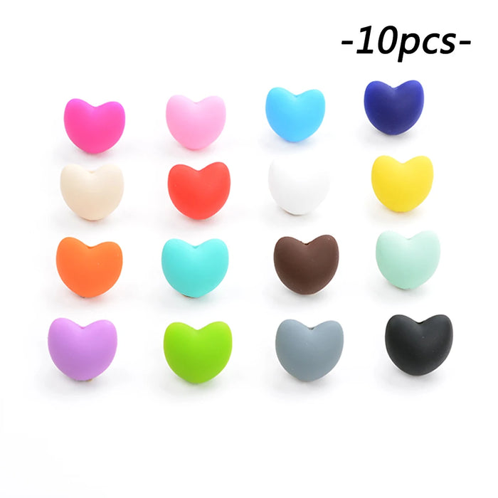 LOFCA Perline in Silicone a Forma di Cuore 10 pz Fascino Massaggiagengive Dentizione del Bambino Gioielli Allattamento Bambino Igiene Orale Per Collana Porta Ciuccio