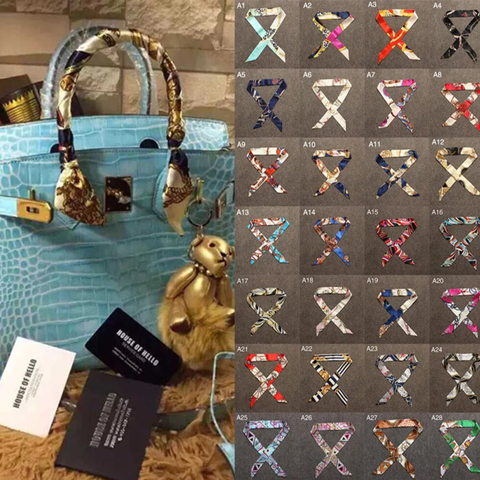 Nuova seta piccola donna moda sciarpa borse per capelli maniglia decorazione cravatta multifunzione nastro a mano sciarpa 4 * 100 cm M30