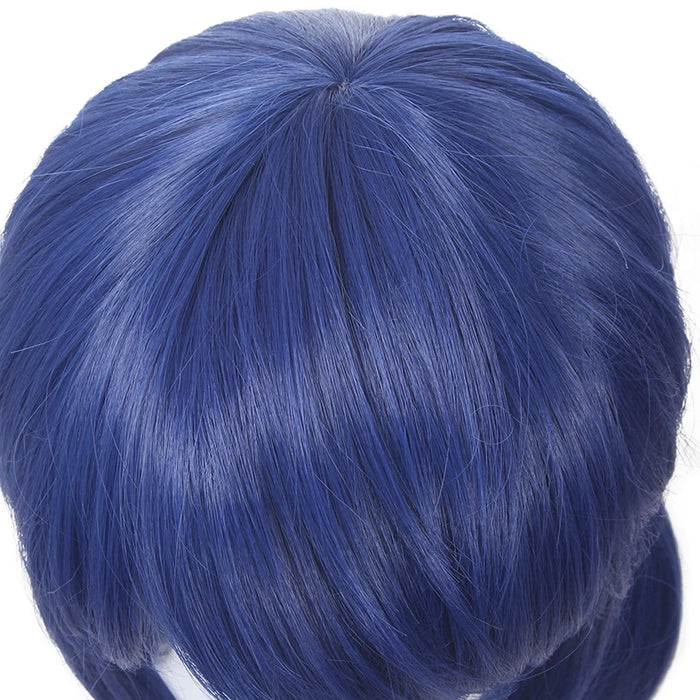 L-e-mail parrucca sintetica per capelli Marinette parrucca Cosplay blu scuro doppia coda di cavallo parrucche da donna resistenti al calore di Halloween diritte