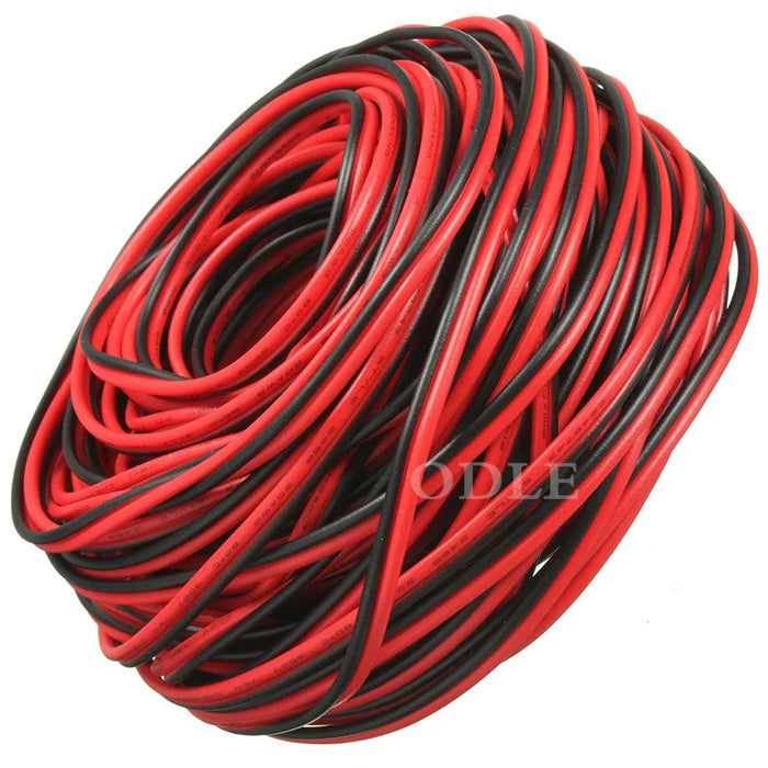 Cavo elettrico da 20 metri in rame stagnato 2 pin AWG 22 prolunga in PVC isolato Cavo per striscia LED Cavo rosso nero Cavo di prolunga elettrico