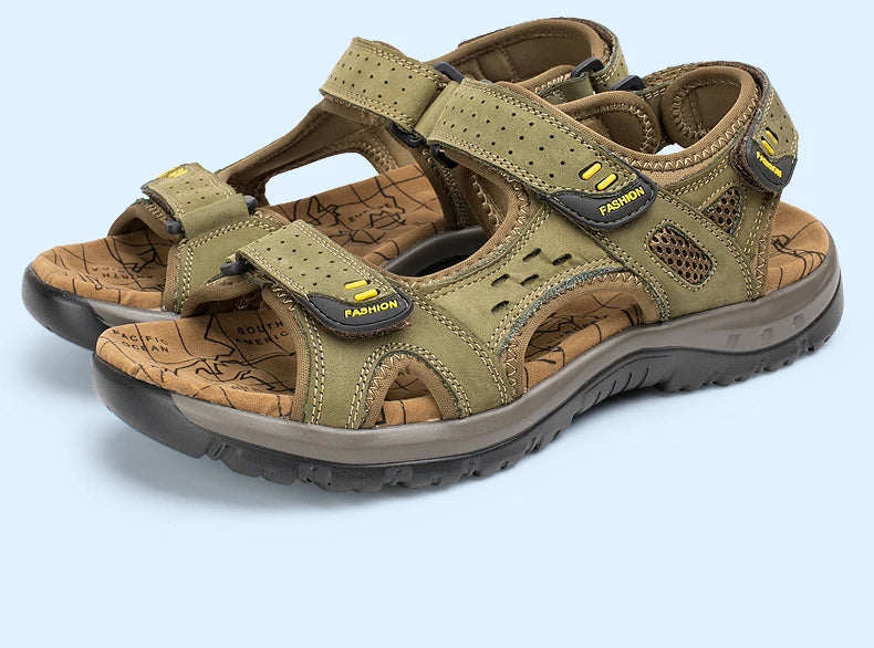 New Fashion Summer Leisure Scarpe da uomo Sandali da spiaggia Sandali in vera pelle di alta qualità Sandali da uomo morbidi di grandi dimensioni Taglia 38-48