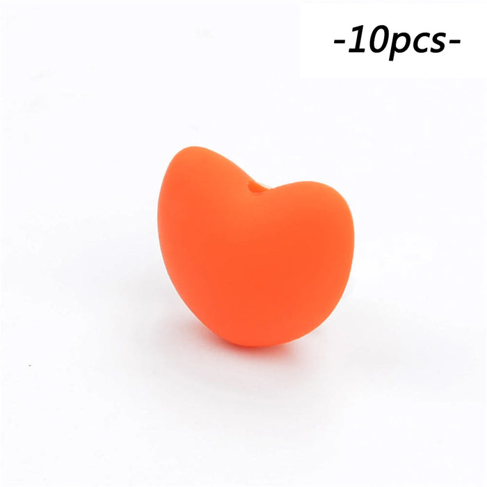 LOFCA Perline in Silicone a Forma di Cuore 10 pz Fascino Massaggiagengive Dentizione del Bambino Gioielli Allattamento Bambino Igiene Orale Per Collana Porta Ciuccio