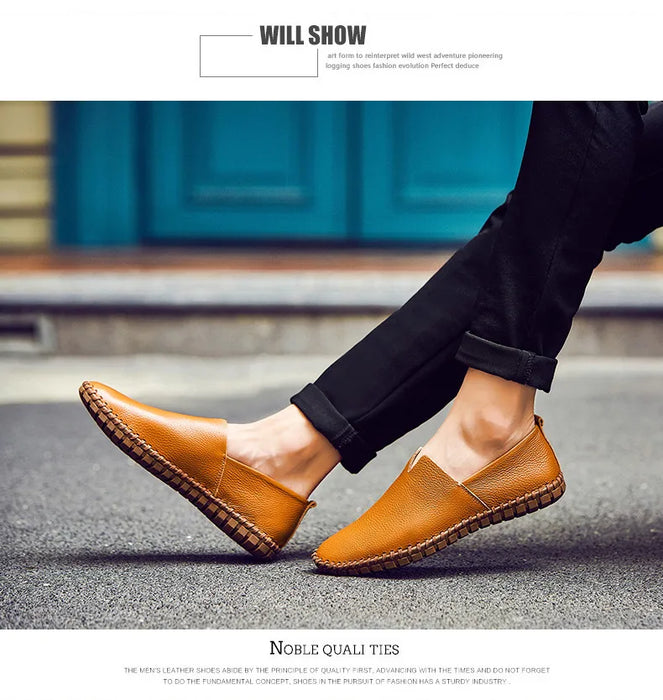 MIXIDELAI Mocassini da uomo in vera pelle di mucca Mocassini fatti a mano in morbida pelle blu Slip On Scarpe da barca da uomo PLUS TAGLIA 38 ~ 47